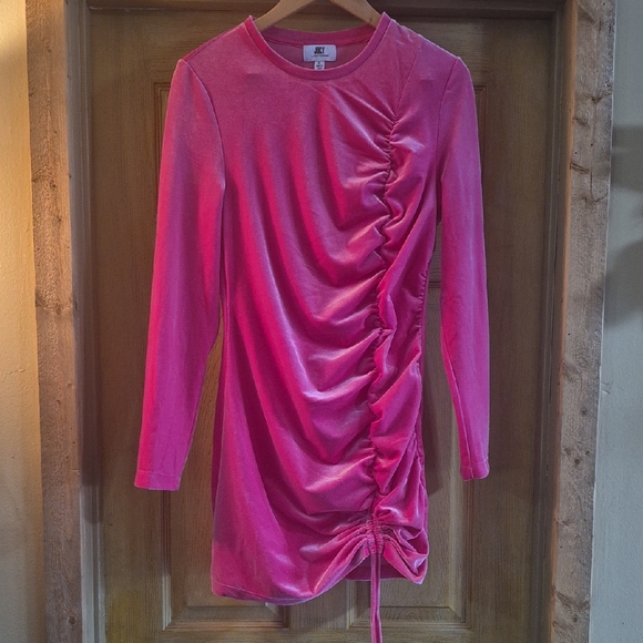 Juicy Couture Dresses & Skirts - Juicy Couture Pink Ruched Mini Dress Size XL Volur Soft Stretchy Bodycon Sexy